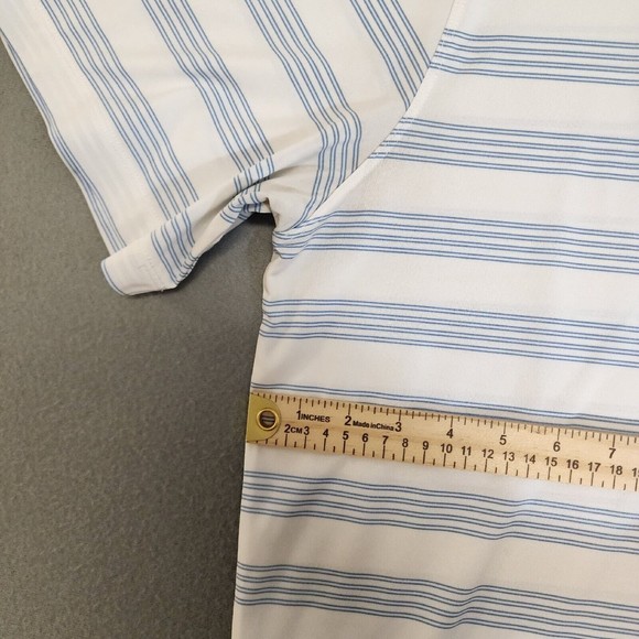Nike Polo Shirt Mens 2XL White Striped Nike Dri-Fit Short Sleeve - Picture 9 of 15